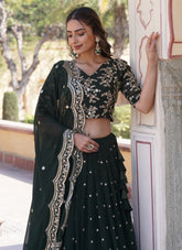 Rarefied Looking Lehenga Choli in Green Colour